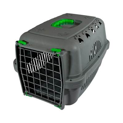 Caixa de Transporte DuraPets Verde com Porta de Aço para Cães e Gatos Tam 2