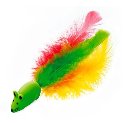 Brinquedo Líder Ratinho com Penas para Gatos - Cores Sortidas U
