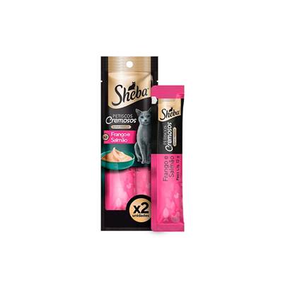 Snack Sheba Cremoso sabor Frango e Salmão para Gatos com 2 unidades 24g