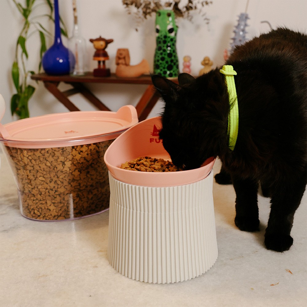 Comedouro Ergonômico Fuzz Bege para Gatos