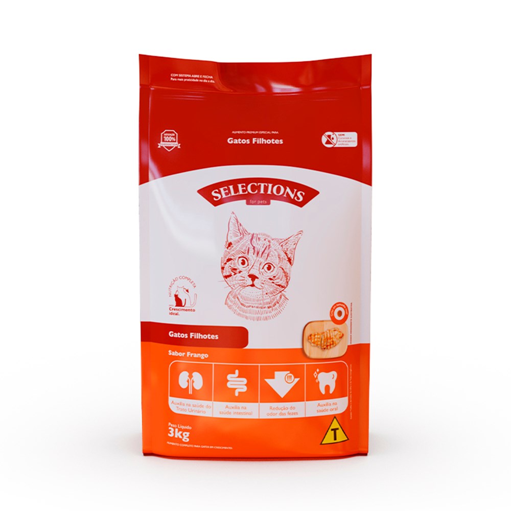 Ração Selections For Pet para Gatos Filhotes sabor Frango