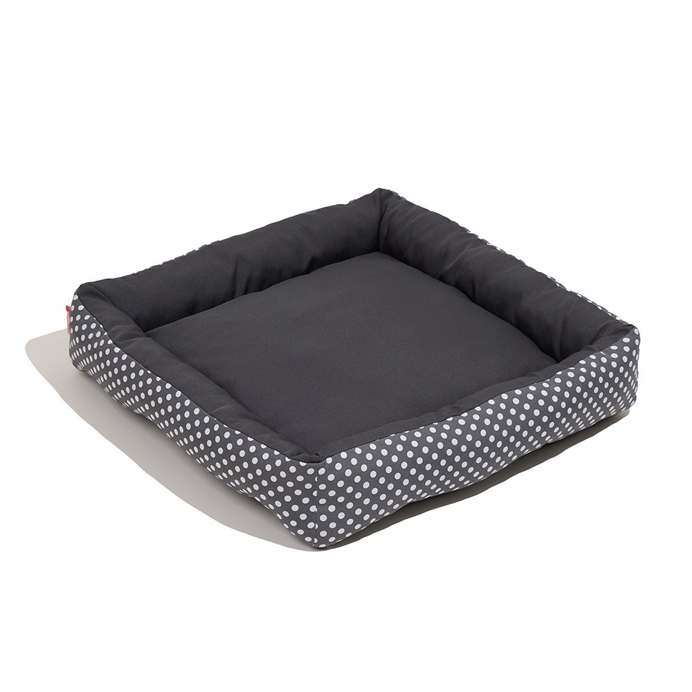 Cama Spike Quadrada Polka Cinza para Cães e Gatos