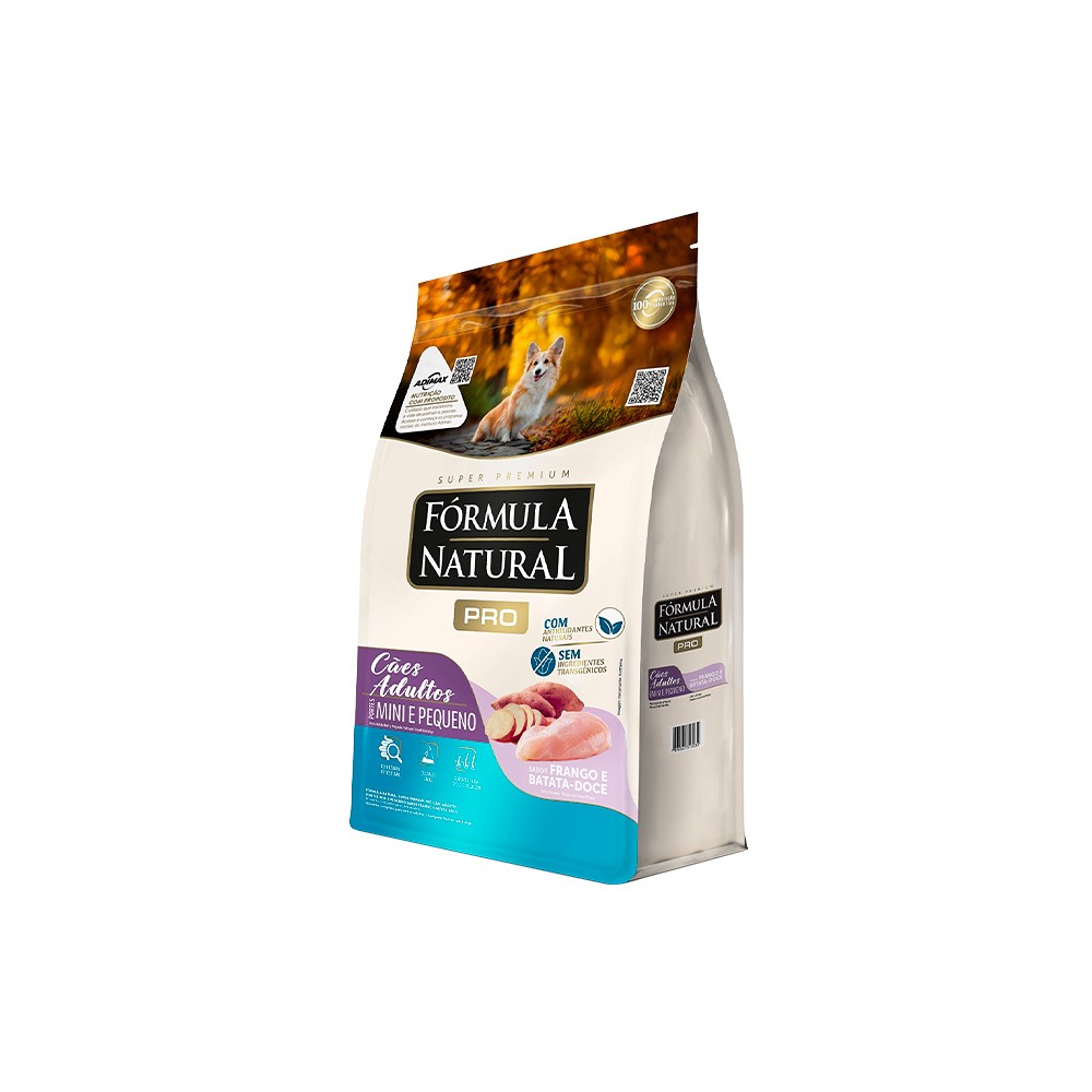 Fórmula Natural Super Premium Pro Cães Adultos Portes Mini e Pequeno sabor Frango e Batata-Doce