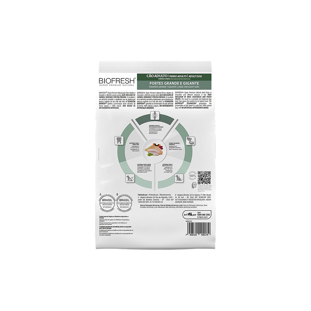 Ração Biofresh para Cães Adultos de Porte Grande 