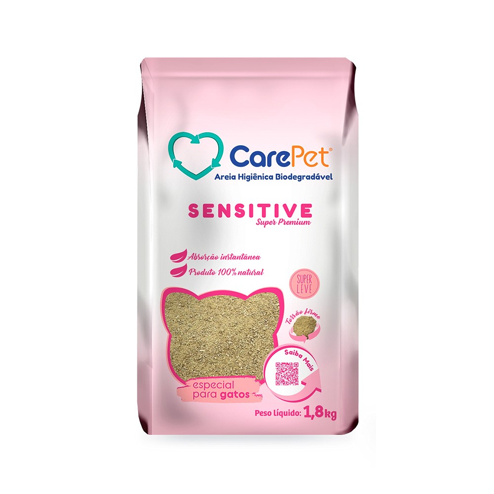 Areia Higiênica CarePet Biodegradável Sensitive para Gatos