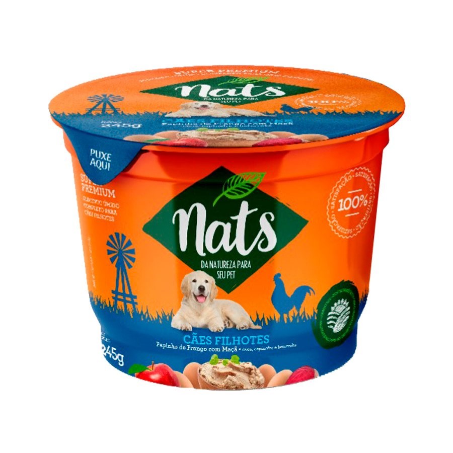 Ração Úmida Nats Papinha para Cães Filhotes Sabor Frango e Maçã