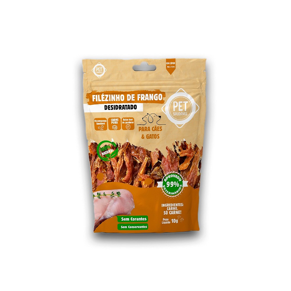 Snack Pet Saudável Filézinho de Frango Desidratado