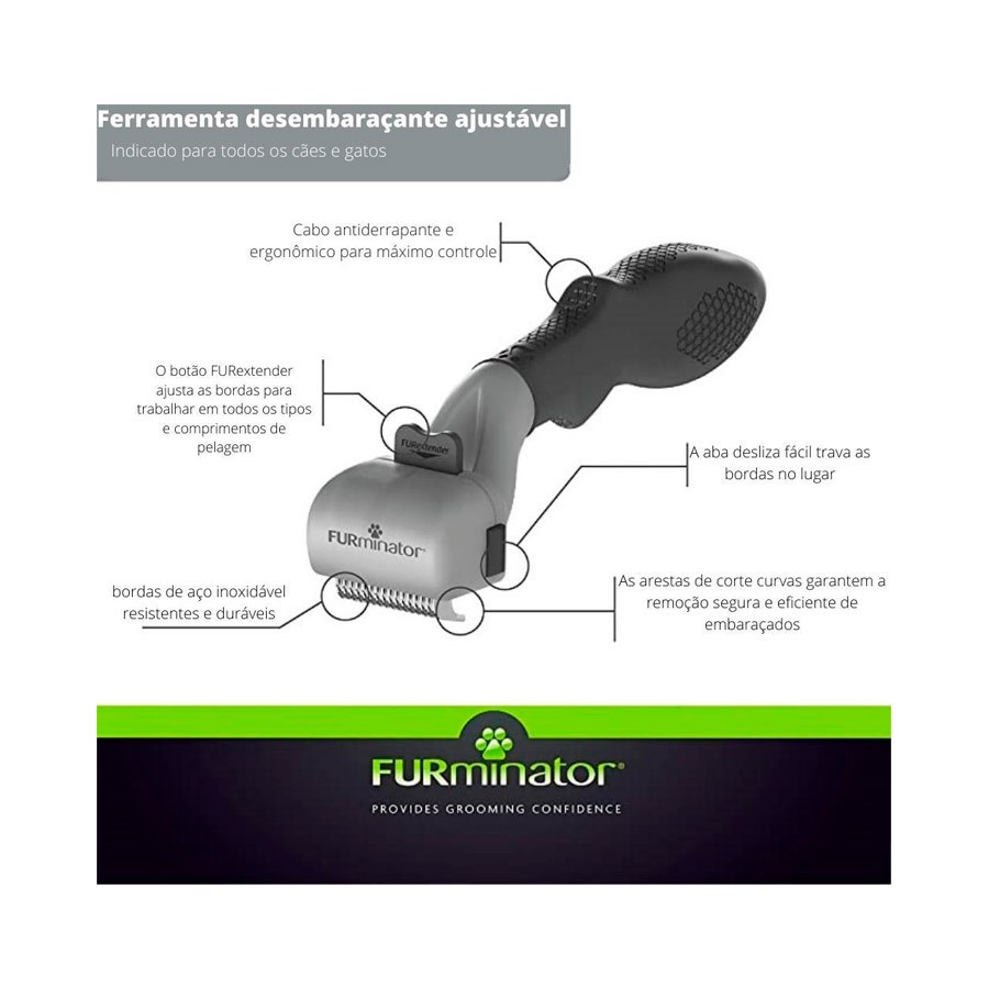 Rasqueadeira Furminator Adjustable Dematter para Cães e Gatos 