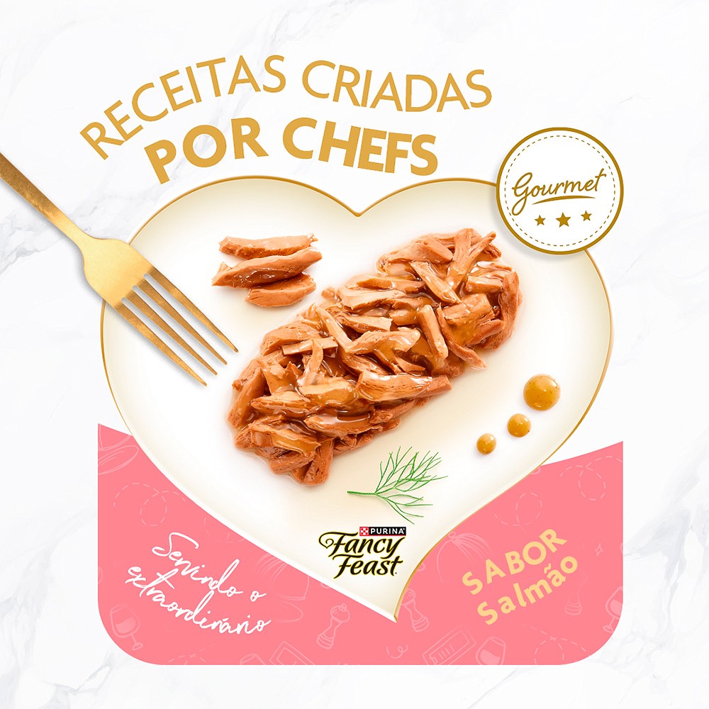 Ração Fancy Feast Sachê para Gatos Adultos sabor Petit Filet Salmão 