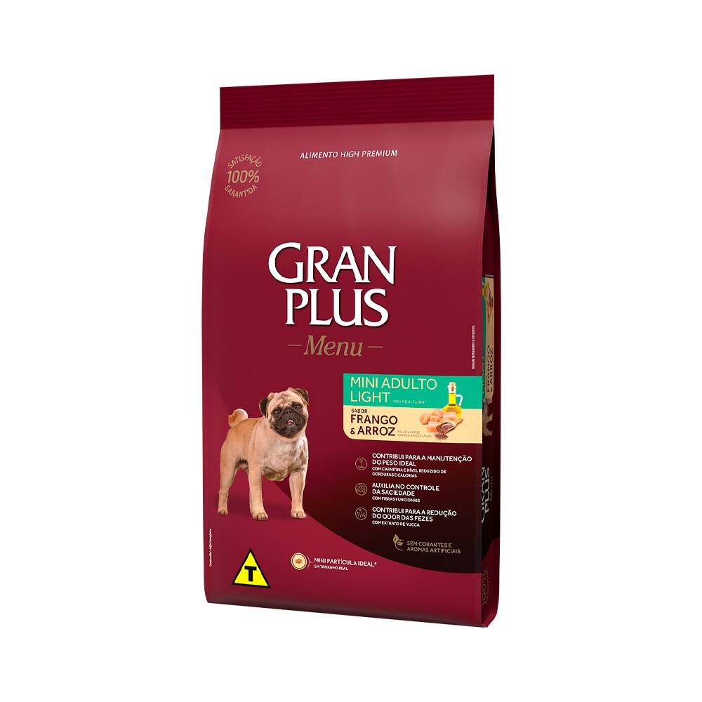 Ração Granplus Menu Light para Cães Adultos de Porte Mini sabor Frango e Arroz