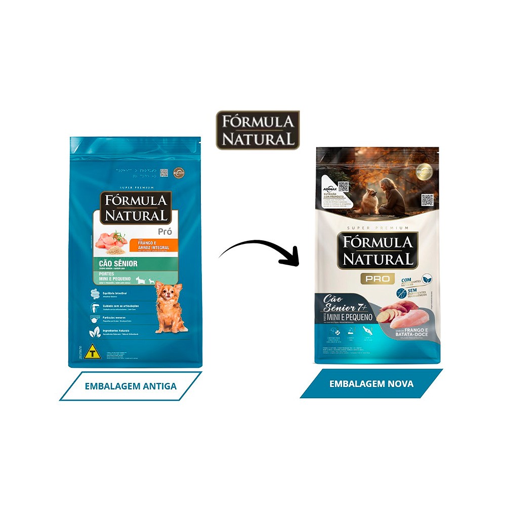 Ração Fórmula Natural Pró para Cães Sênior de Porte Mini e Pequeno sabor Frango e Arroz Integral 