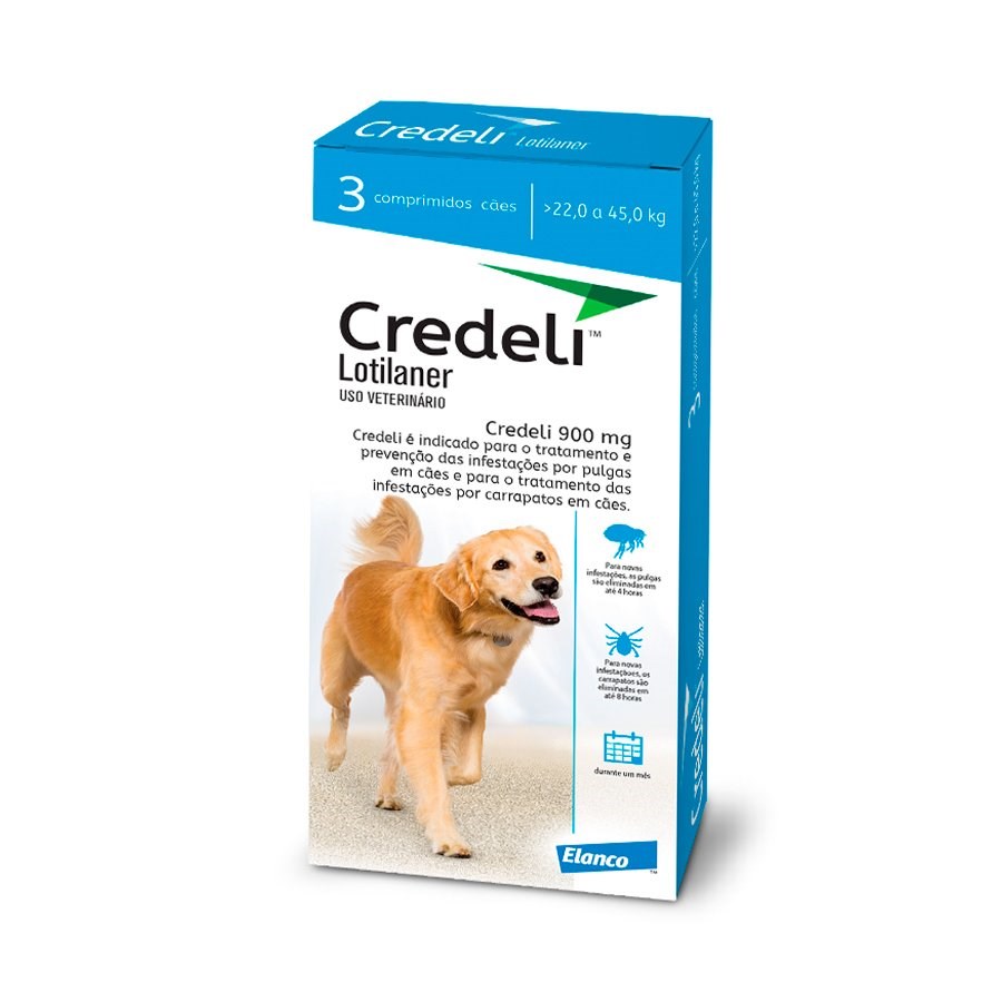 Antipulgas e Carrapatos Credeli para Cães de 22kg a 45kg - 900mg