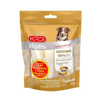 Osso Kadi para Cães Roll sabor Natural 3 unidades