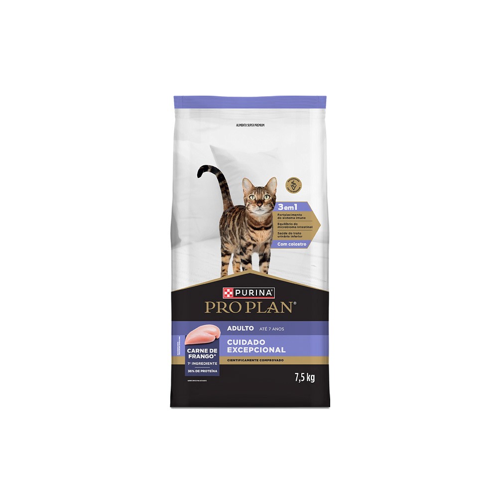 Raçõ Proplan Cuidado Excepcional para Gatos Adultos sabor Frango 