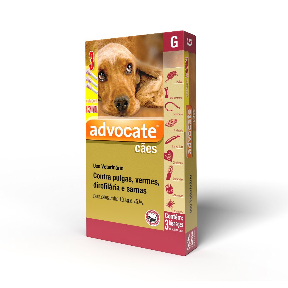 Antipulgas e Endectocida Advocate 2,5ml para Cães entre 10kg e 25kg