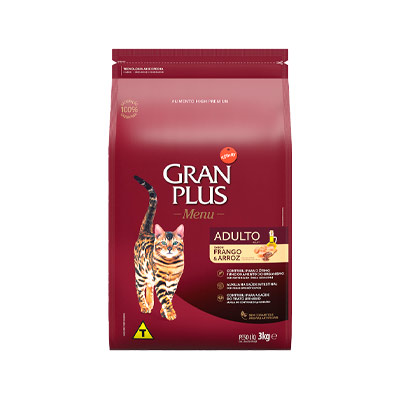 Ração Granplus para Gatos Adultos sabor Frango e Arroz 10,1kg