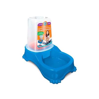Bebedouro Automático Dupla Função Pet Injet Azul para Cães 1L