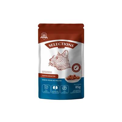 Ração Úmida Selections For Pets para Gatos Adultos Sabor Peixe ao Molho 85g