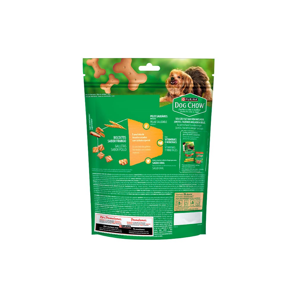 Biscoito Dog Chow para Cães Adultos Mini e Pequenos Sabor Frango