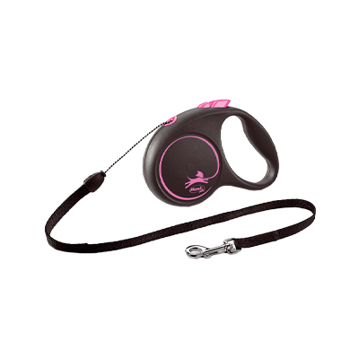 Guia Cordão Flexi Bogdahn Black Design Rosa para Cães M