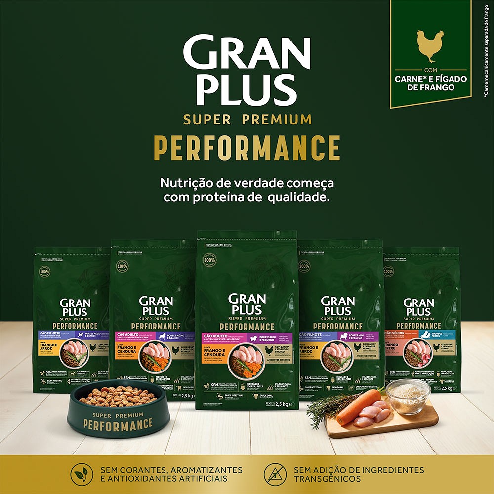 Ração GranPlus Performance para Cães Filhotes de Médio e Grande Porte Sabor Frango e Arroz