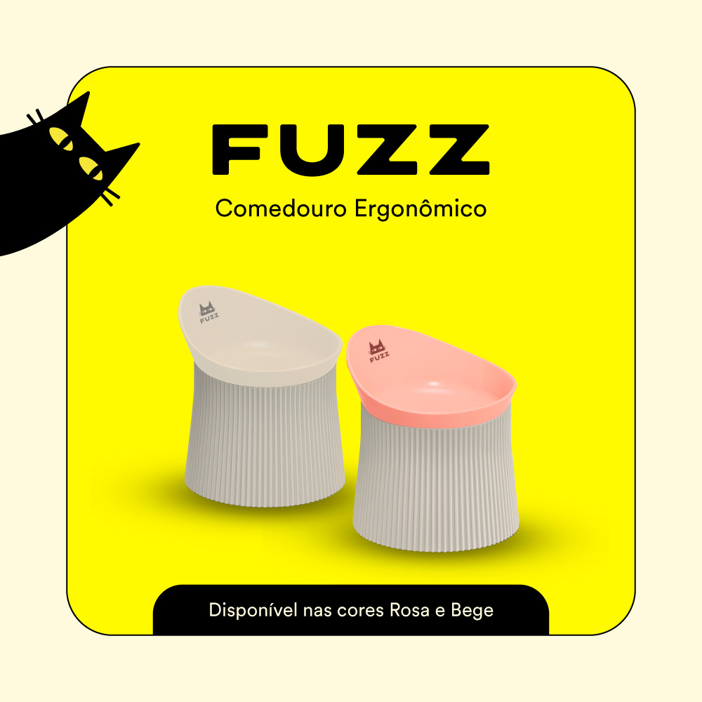 Comedouro Ergonômico Fuzz Bege para Gatos