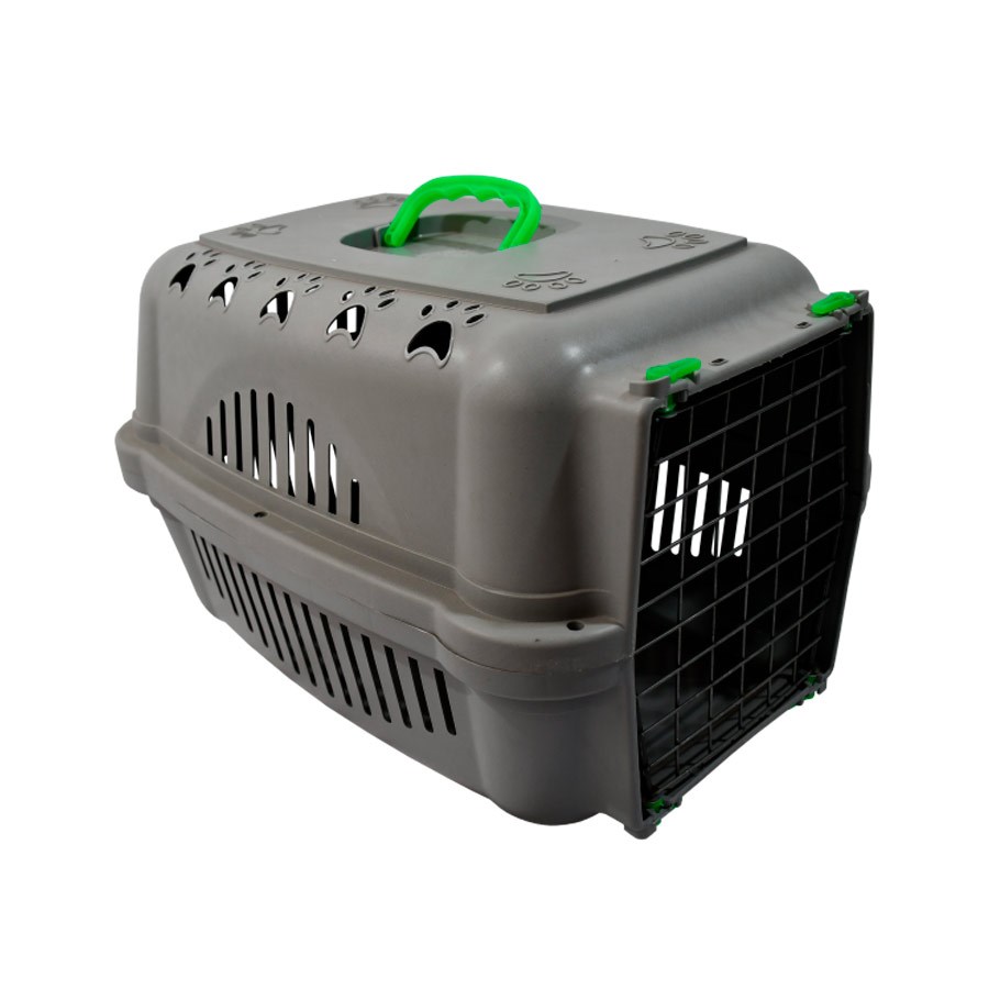 Caixa de Transporte DuraPets Verde com Porta de Aço para Cães e Gatos