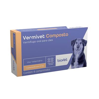 Vermífugo Vermivet Composto 600mg 4 comprimidos