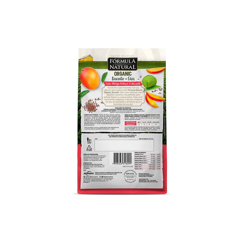 Biscoito Fórmula Natural Organic Manga para Cães Adultos 