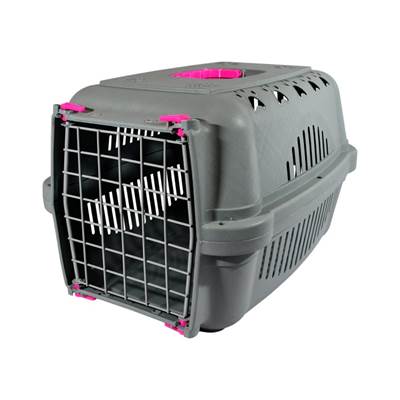 Caixa de Transporte DuraPets Pink com Porta de Aço para Cães e Gatos Tam 2
