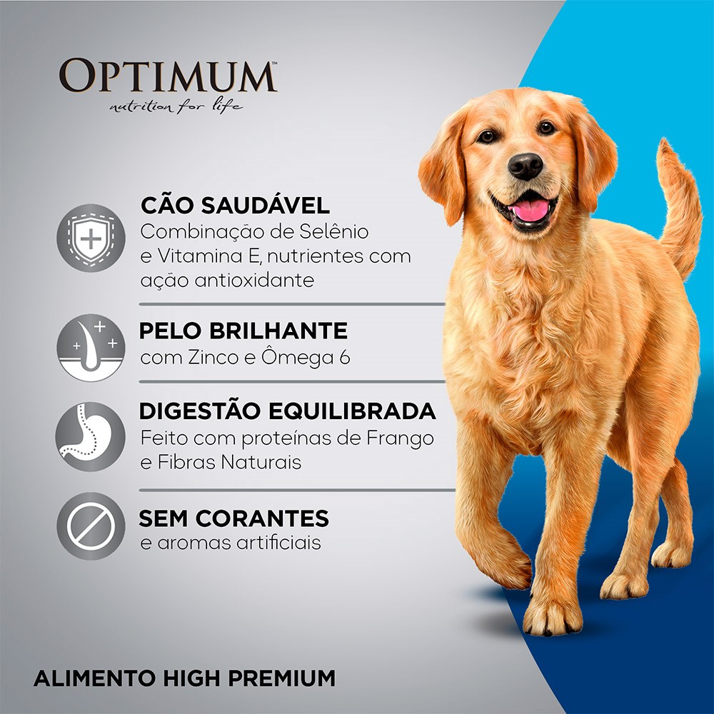 Ração Optimum para Cães Adultos de Raças Médias e Grandes sabor Frango e Arroz