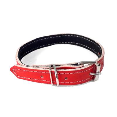 Coleira São Benedito Pet Couro Forrado Vermelho para Cães Tamanho 3