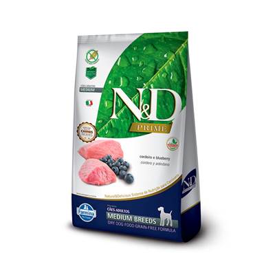 Ração N&D Prime para Cães Adultos de Médio Porte sabor Cordeiro & Blueberry 10,1kg