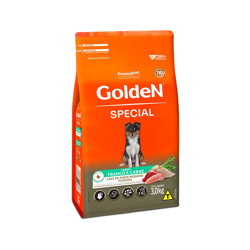 Ração GoldeN Special para Cães Filhotes de Porte Pequeno sabor Frango e Carne    