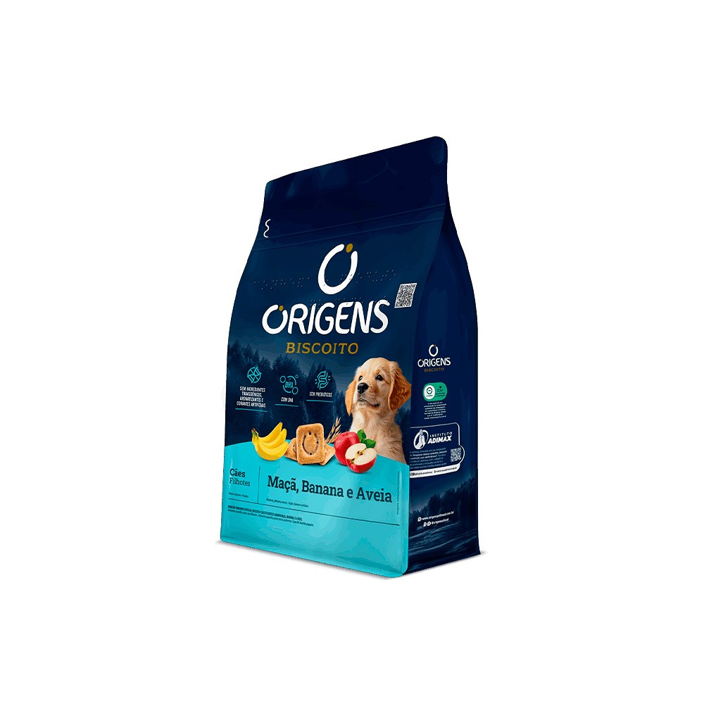Biscoito Origens para Cães Filhotes Sabor Banana, Maçã e Aveia