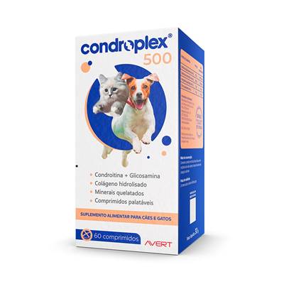 Suplemento Avert Condroplex 500 para Cães e Gatos 60 comprimidos