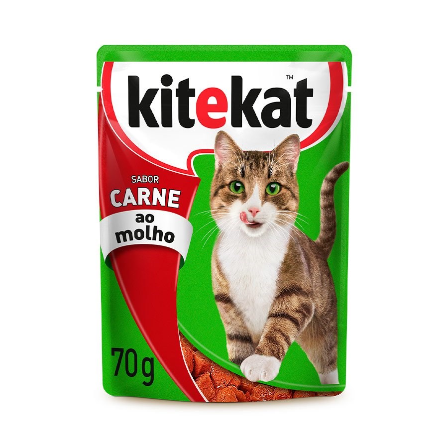 Ração Kitekat Sachê Carne so Molho para Gatos Adultos