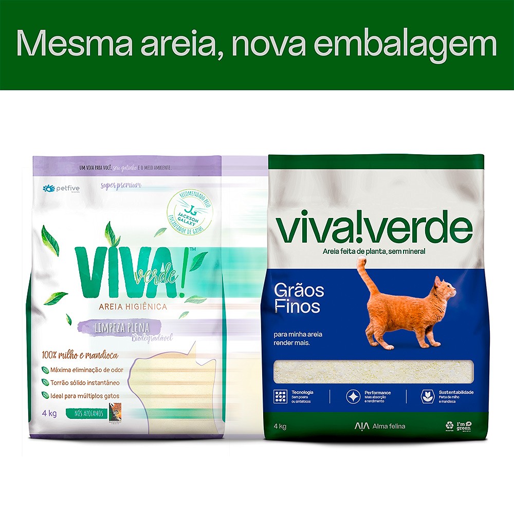 Areia Sanitária Biodegradável Viva Verde Grãos Finos  