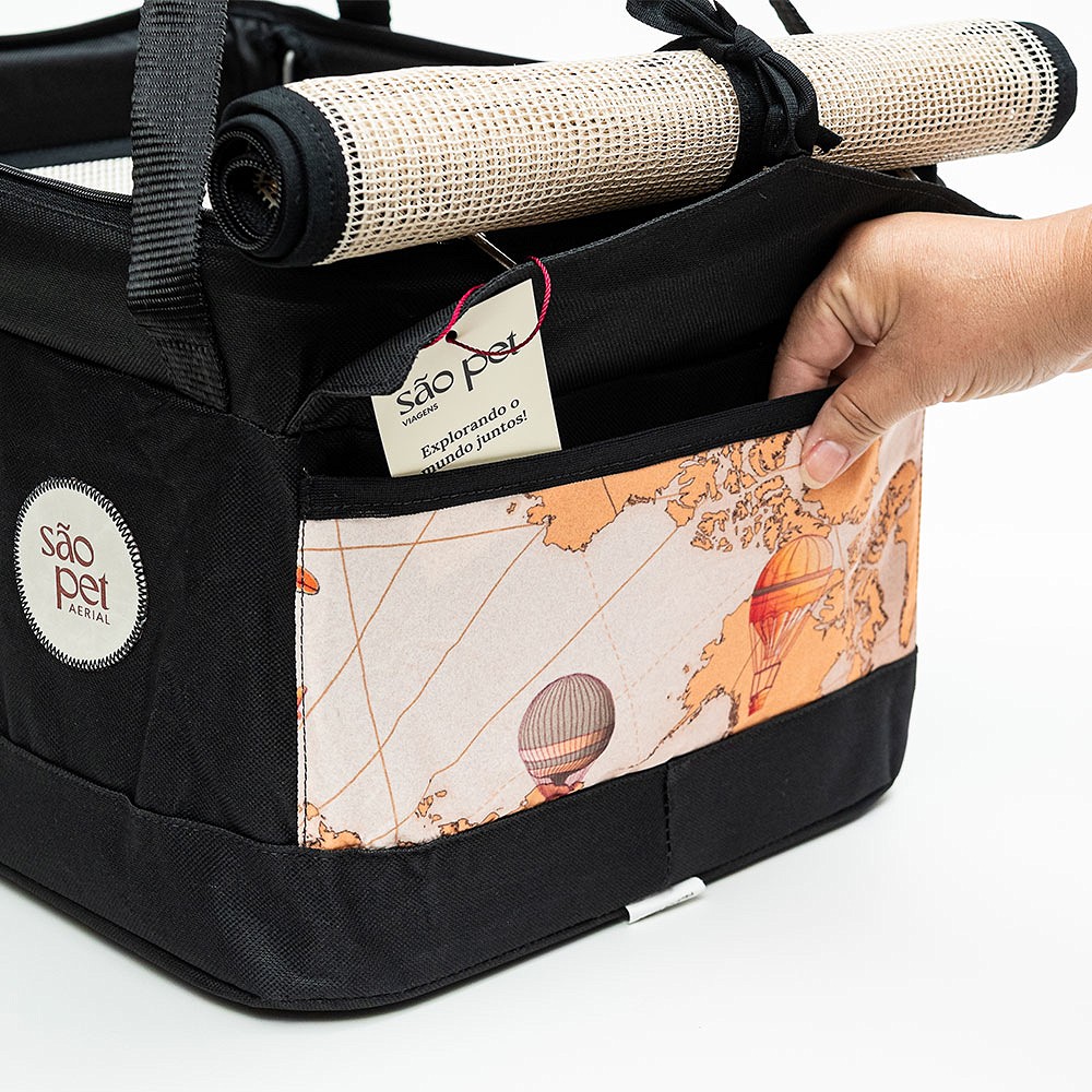 Bolsa de Transporte São Pet Aerial LT para Cães e Gatos Preta
