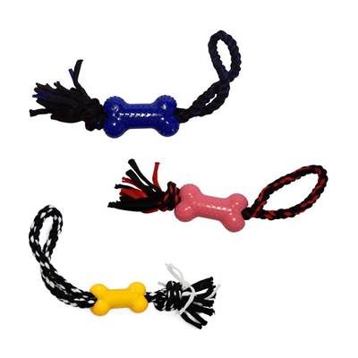 Brinquedo Napi Mordedor Corda com Osso para Cães - Cores Sortidas U