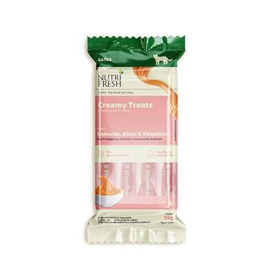 Petisco Cremoso Nutrifresh Creamy Treats para Gatos sabor Camarão, Atum e Vitaminas 56g