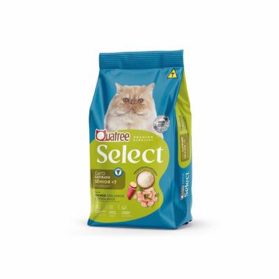 Ração Quatree Select para Gatos Castrados Sênior +7 Sabor Frango com Arroz e Batata Doce 1kg