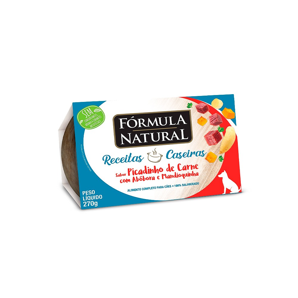 Ração Úmida Fórmula Natural Receitas Caseiras para Cães Adultos sabor Picadinho de Carne com Abóbora e Mandioquinha 270g