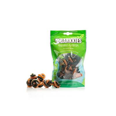Snack Barkkies Osso Listrado de Legumes e Frango para Cães