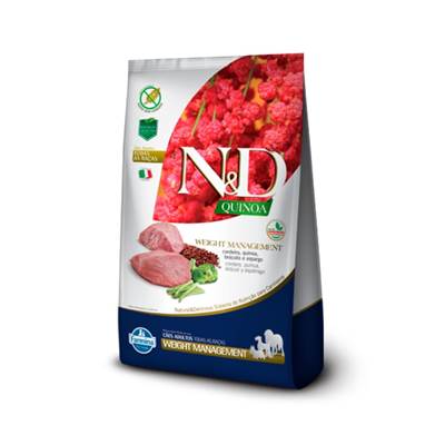 Ração N&D Quinoa Weight Management para Cães Adultos de Todas as Raças sabor Cordeiro, Quinoa, Brócolis & Aspargo 0,8kg