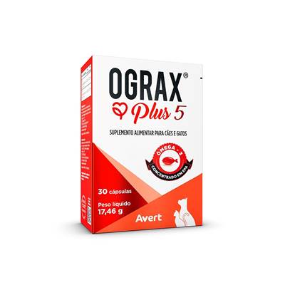 Suplemento Ograx Plus 5 para Cães e Gatos 30 cápsulas