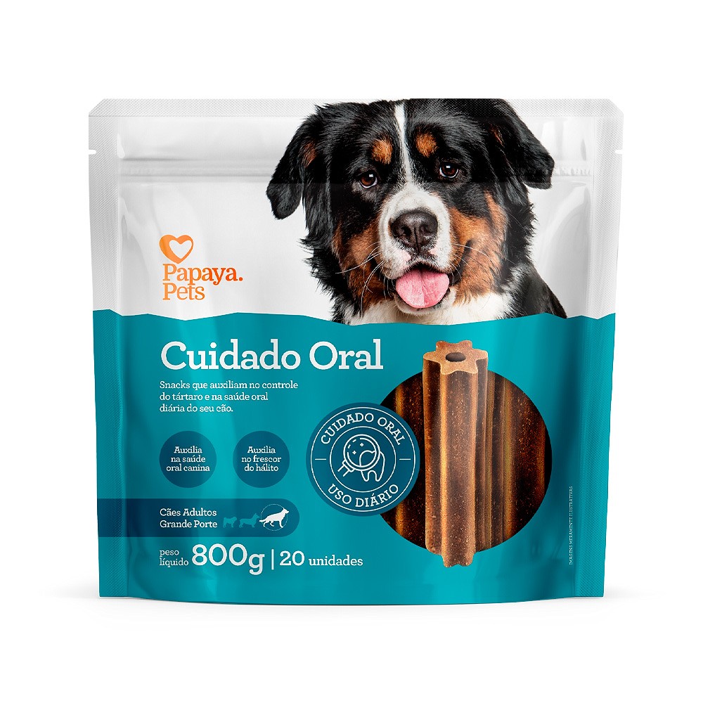 Snack Papaya Pets Cuidado Oral para Cães Adultos de Porte Grande