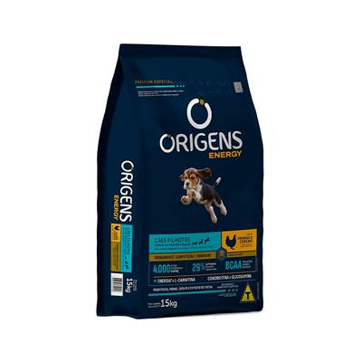 Ração Origens Energy para Cães Filhotes sabor Frango e Cereais 15kg