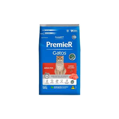 Ração Premier Ambientes Internos para Gatos Adultos Sabor Salmão 0,5kg