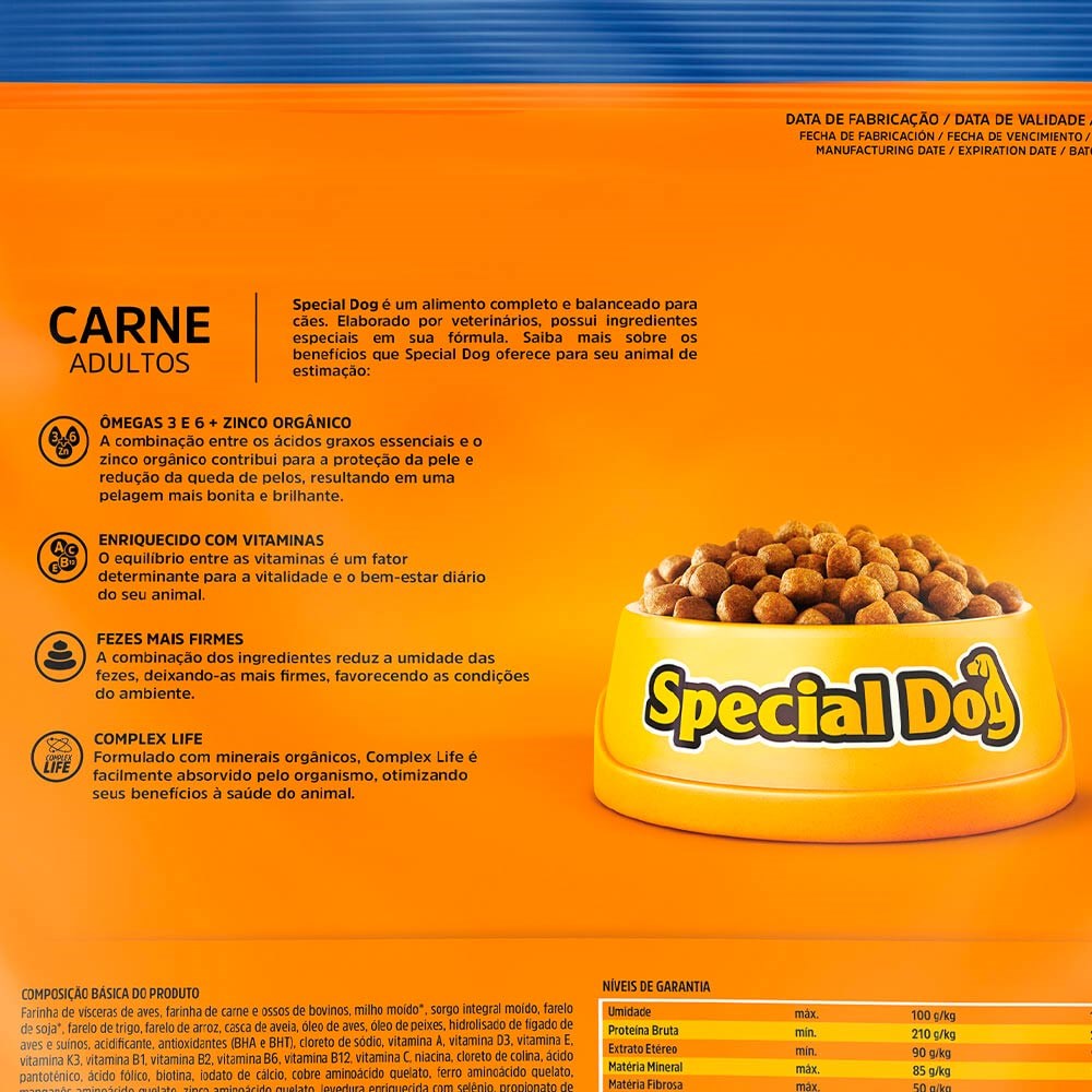 Ração Special Dog para Cães Adultos sabor Carne 